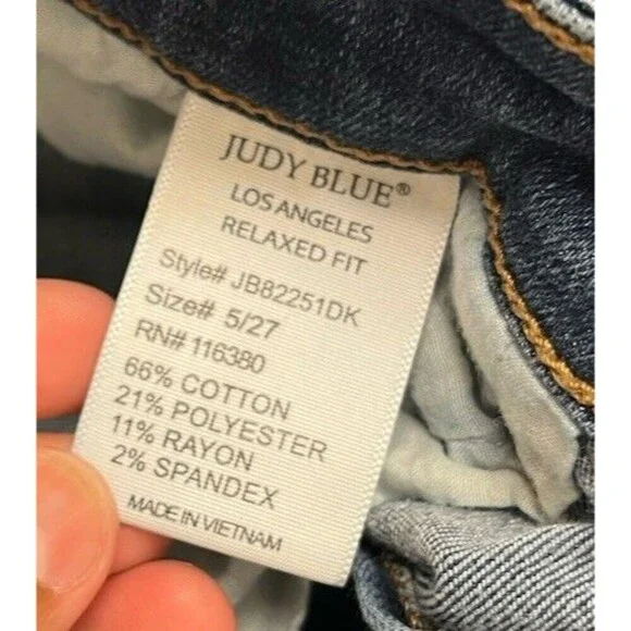 Judy Blue Jeans Mid-Rise Relaxed Fit Women's Dark Wash Curvy Size (5/27) - Picture 12 of 14